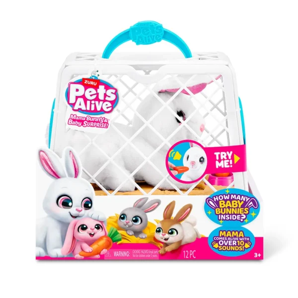 Jaula de conejo interactivo 22 cm Mamá Bunny sorpresa Pets Alive - Zuru - Imagen 1