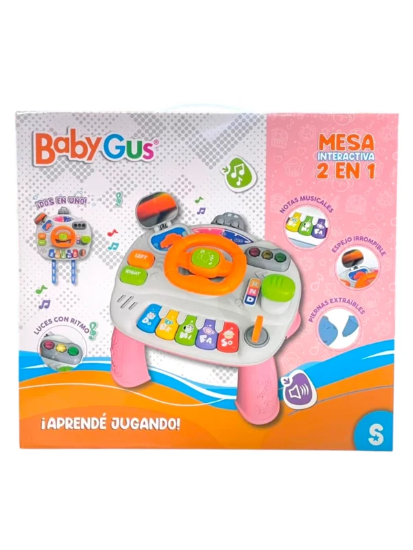24057000_1 Mesa interactiva con volante rosa - Baby Gus - Imagen 1