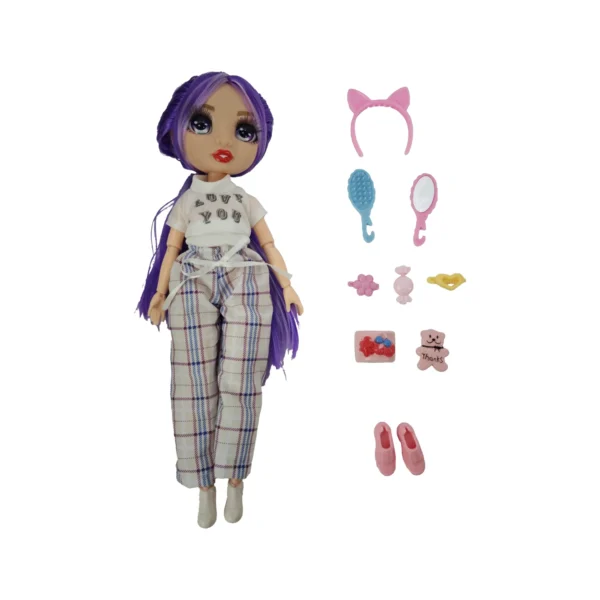 Muñeca Rainbow  con accesorios pelo violeta - Tiny - Imagen 2