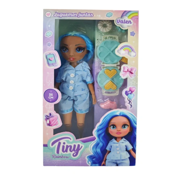 Muñeca Rainbow  con accesorios pelo azul - Tiny - Imagen 1