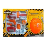 Set de herramientas de juguete con casco